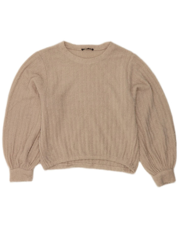 Pulover pentru femei cu decolteu scurt Zara UK 14 mare bej