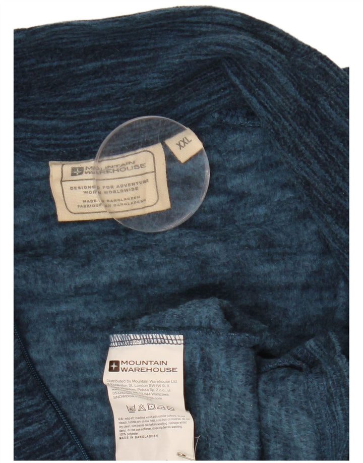 MOUNTAIN WAREHOUSE Pulover pentru bărbați, cu fermoar și gât, din lână, 2XL, poliester pătat albastru