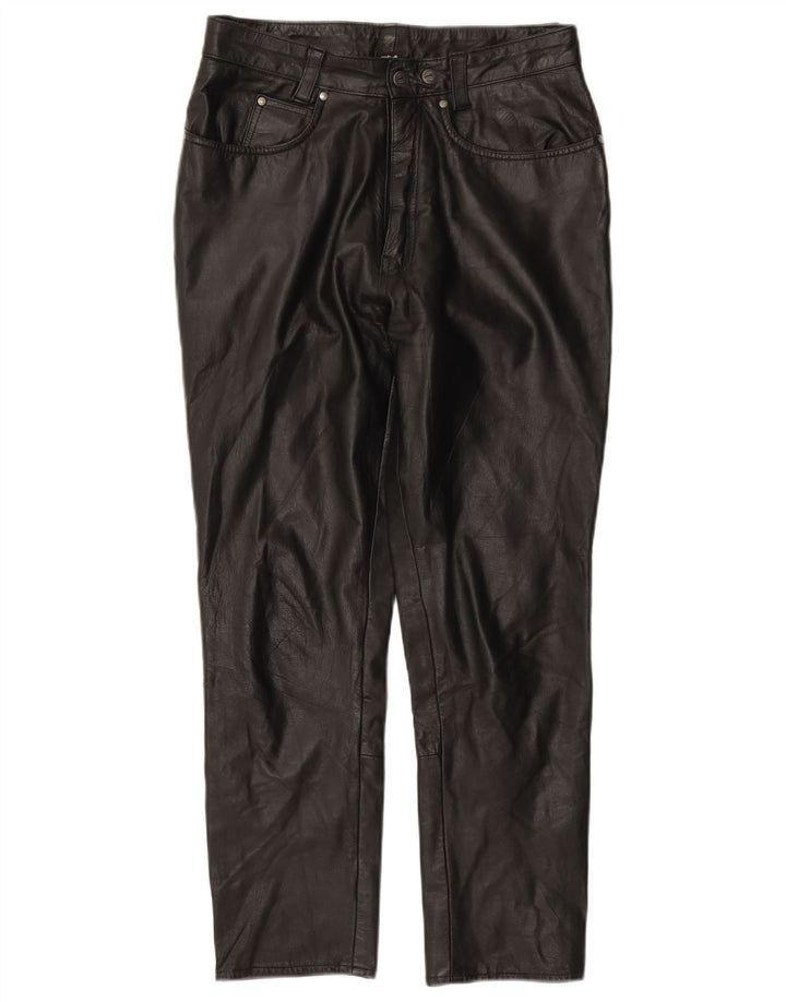 POLO Pantaloni subțiri din piele pentru bărbați IT 46 Small W28 L26 Negru