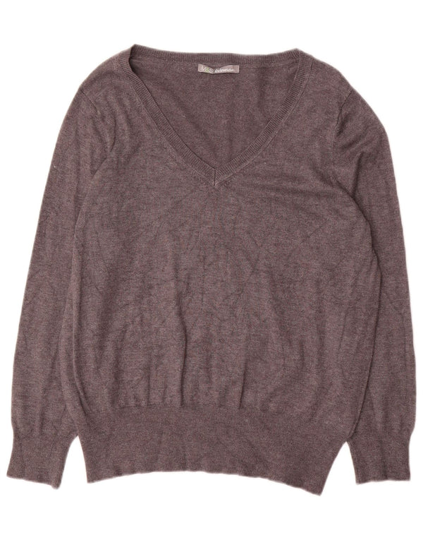 Pulover cu decolteu în V pentru femei Marks & Spencer UK 18 XL, viscoză gri