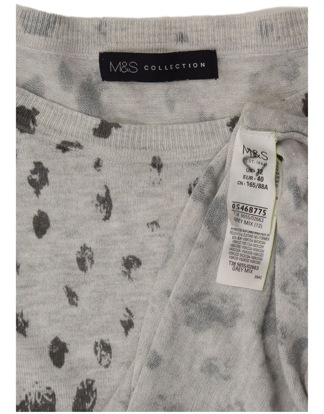 Pulover pentru femei Marks & Spencer cu gâtul cu barca UK 12, gri mediu
