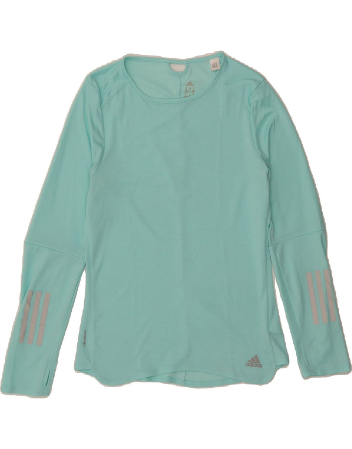 ADIDAS Womens Top Long Sleeve UK 8/10 Small Turquoise Polyester Vintage Adidas and Second-Hand Adidas from Messina Hembry 