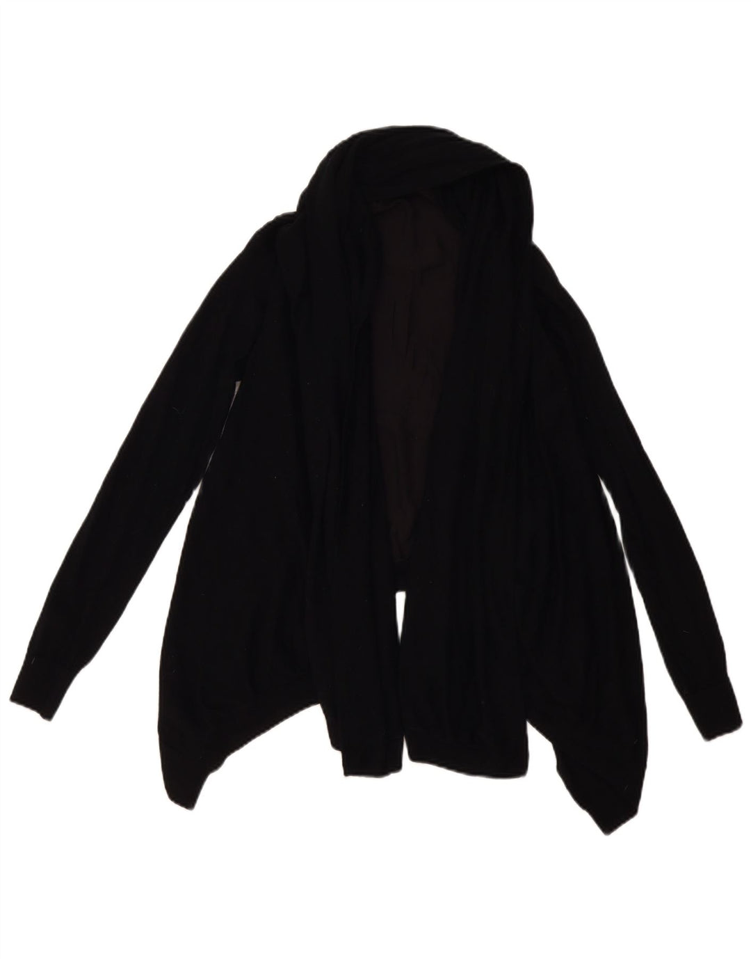 ALL SAINTS Pulover cardigan deschis asimetric pentru femei UK 10 Lână neagră mică