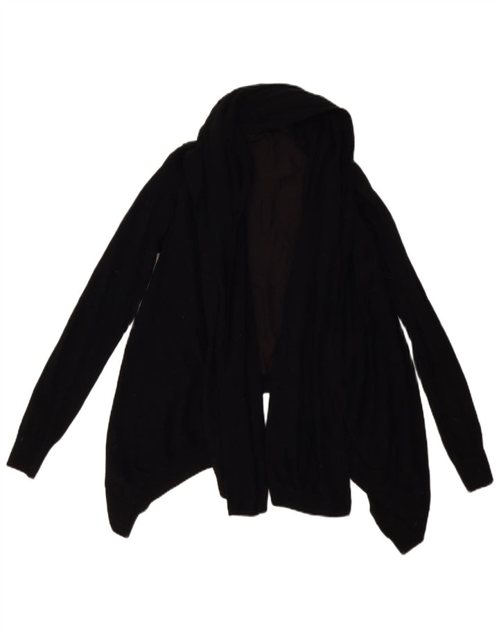 ALL SAINTS Pulover cardigan deschis asimetric pentru femei UK 10 Lână neagră mică