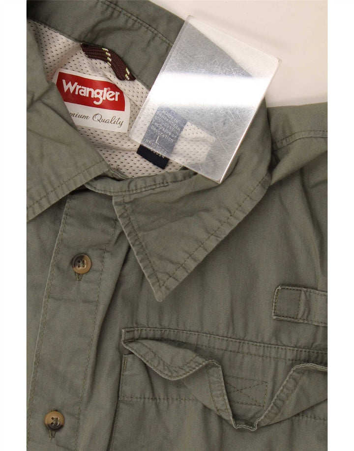 Cămașă cu mânecă scurtă Wrangler pentru bărbați, bumbac kaki mare