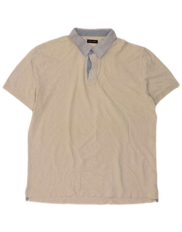 Tricou polo pentru bărbați MASSIMO DUTTI, mare bumbac alb