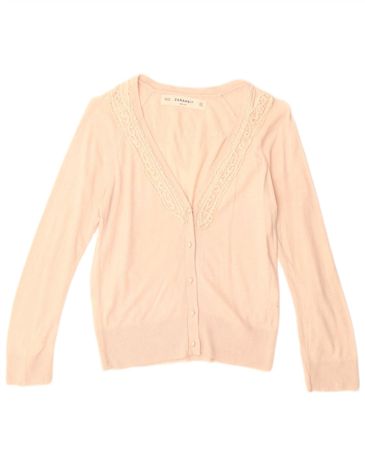Pulover cardigan pentru femei ZARA UK 12, bumbac mediu bej