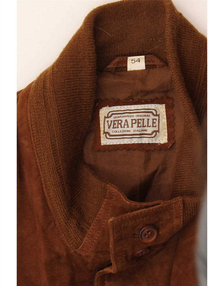 Bomber vintage pentru bărbați din piele intoarsa IT 54 XL maro bumbac
