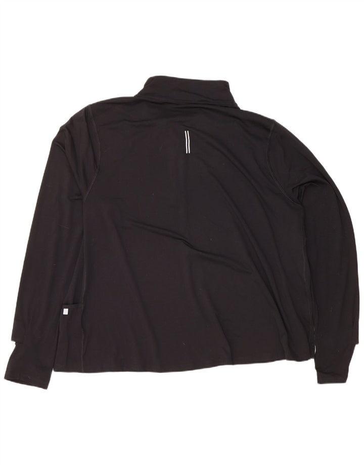 Top pentru alergare cu fermoar și gât pentru bărbați Nike cu mânecă lungă, poliester negru 2XL