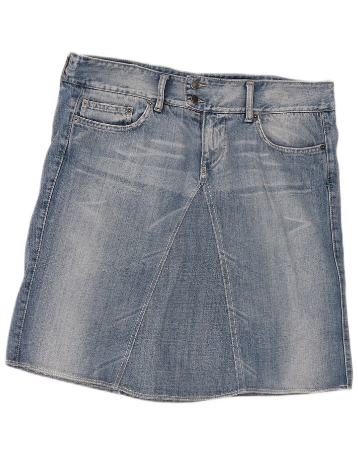 Fusta de blugi pentru femei Benetton W32, bumbac albastru mare