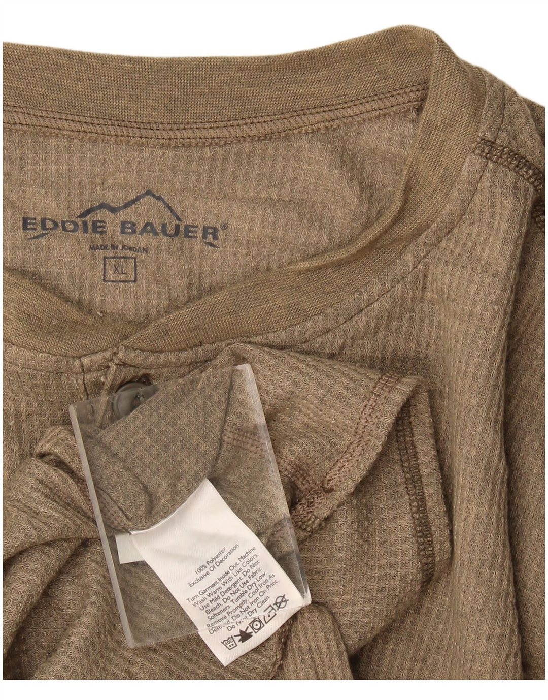 Eddie Bauer Mens Top Long Sleeve Large Beige Polyester