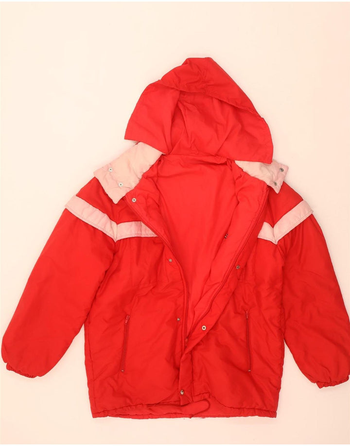 Jachetă căptușită cu glugă vintage pentru bărbați IT 52 XL Poliamidă color bloc roșu