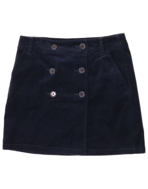 Crew Clothing Fusta din velur pentru femei UK 10 Small W29 Bumbac bleumarin