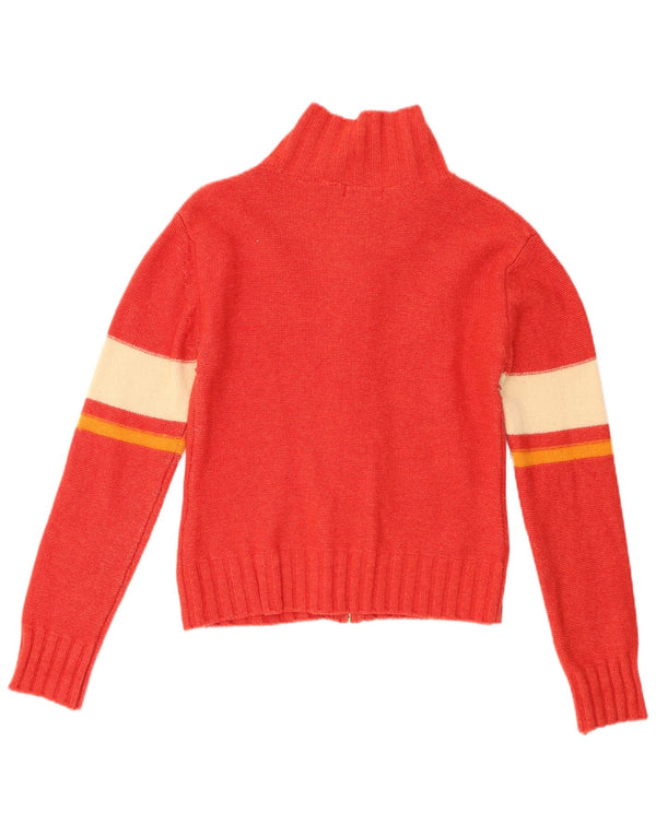 Pulover cardigan pentru femei Asics UK 10, roșu mic, lână de miel color bloc
