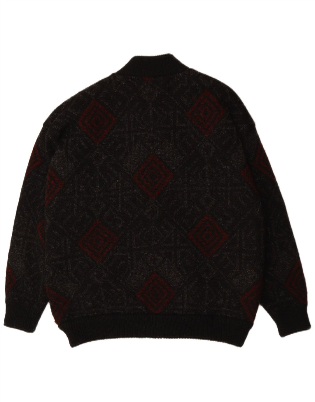 Pulover cardigan pentru bărbați VINTAGE XL Lână geometrică neagră