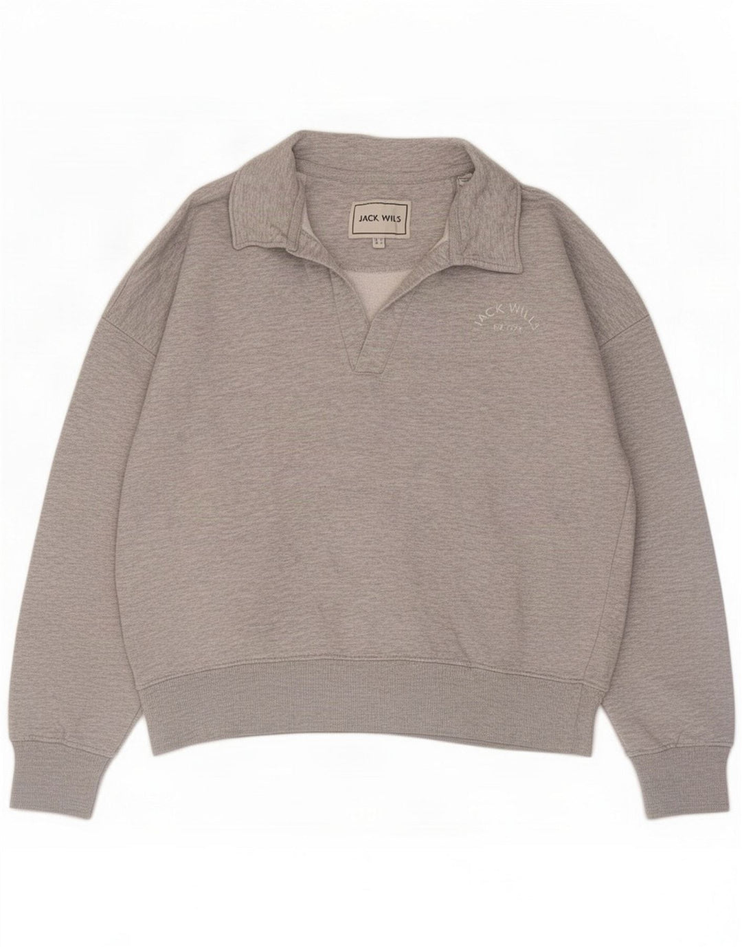 Jack Wills Pulover cu gât polo pentru femei UK 12 Medium Gri Poliester