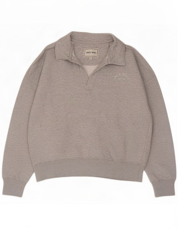 Jack Wills Pulover cu gât polo pentru femei UK 12 Medium Gri Poliester