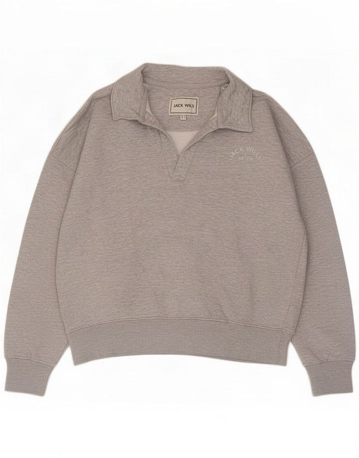 Jack Wills Pulover cu gât polo pentru femei UK 12 Medium Gri Poliester