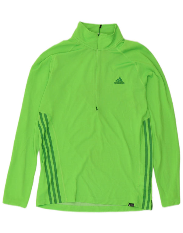 Trening pentru bărbați Adidas, cu fermoar, gât, pulover, UK 40/42 Poliester verde mediu