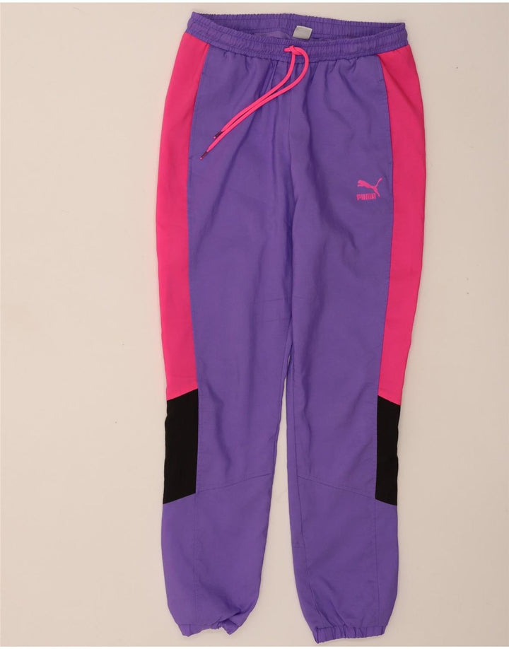 PUMA Mens Tracksuit Trousers Joggers Small  Purple Colourblock Polyester Vintage Puma and Second-Hand Puma from Messina Hembry 