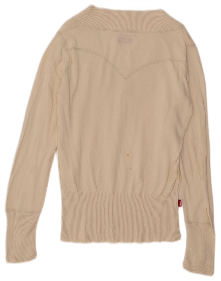 Pulover Levi's pentru femei cu decolteu în V UK 12 Medium Off White
