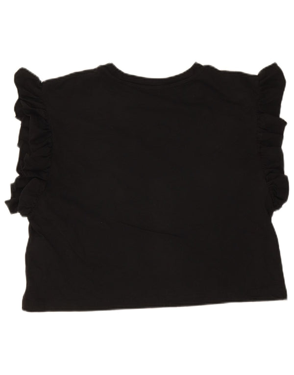 Tricou Crop pentru femei Zara UK 10 Bumbac negru mic