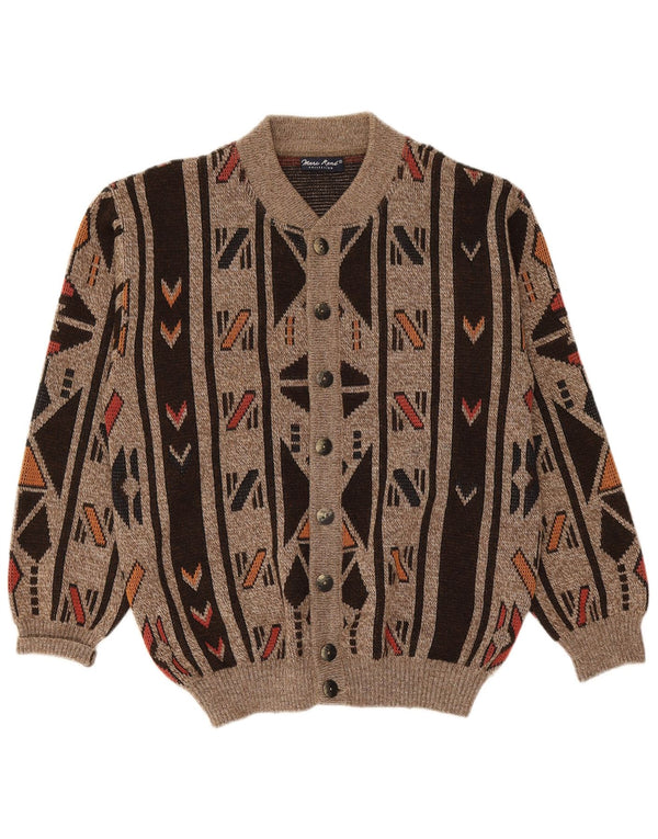MARC RENE Pulover Cardigan Bărbați Mic Maro Geometric Acrilic