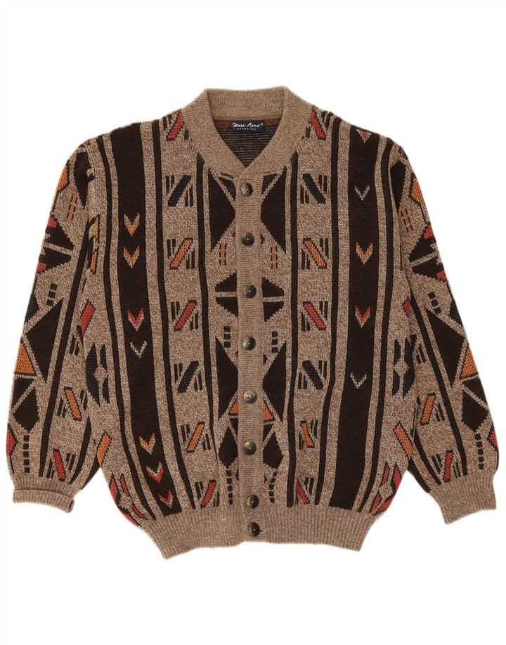 MARC RENE Pulover Cardigan Bărbați Mic Maro Geometric Acrilic