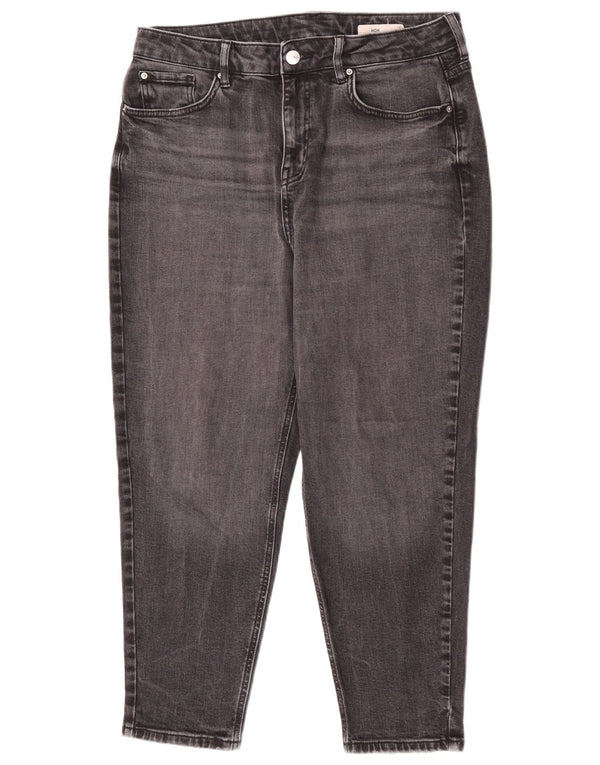 Marks & Spencer Blugi tăiați pentru femei Mom Tapered UK 14 Large W32 L25 Gri