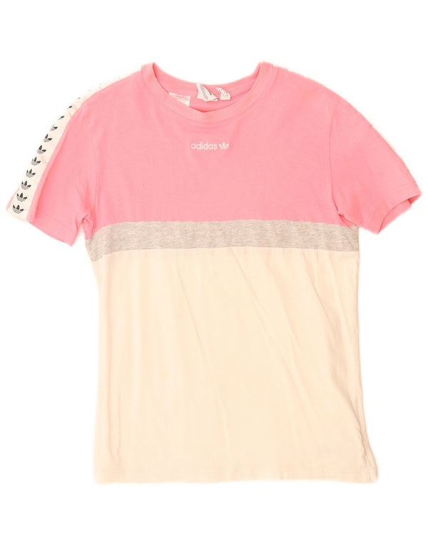 Tricou grafic Adidas Fete Top 13-14 Ani Roz Colorblock Bumbac
