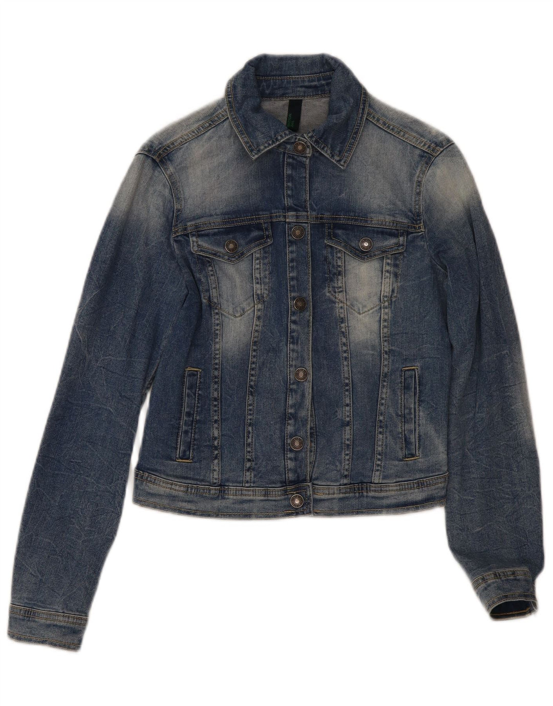 Jachetă de blugi pentru femei Benetton UK 10 Small Blue Bumbac