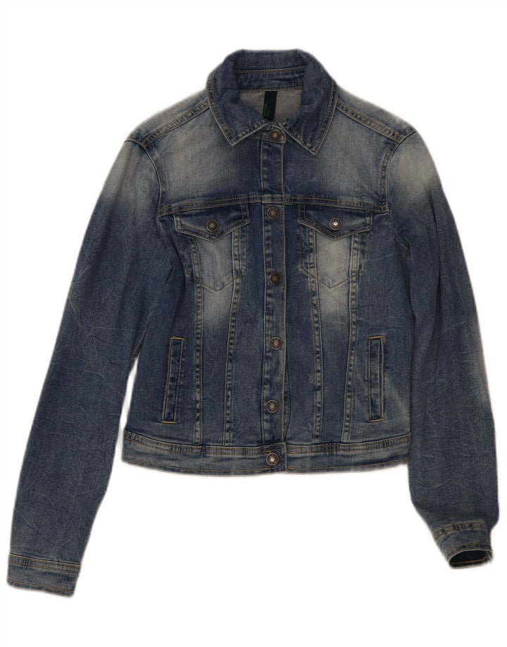 Jachetă de blugi pentru femei Benetton UK 10 Small Blue Bumbac