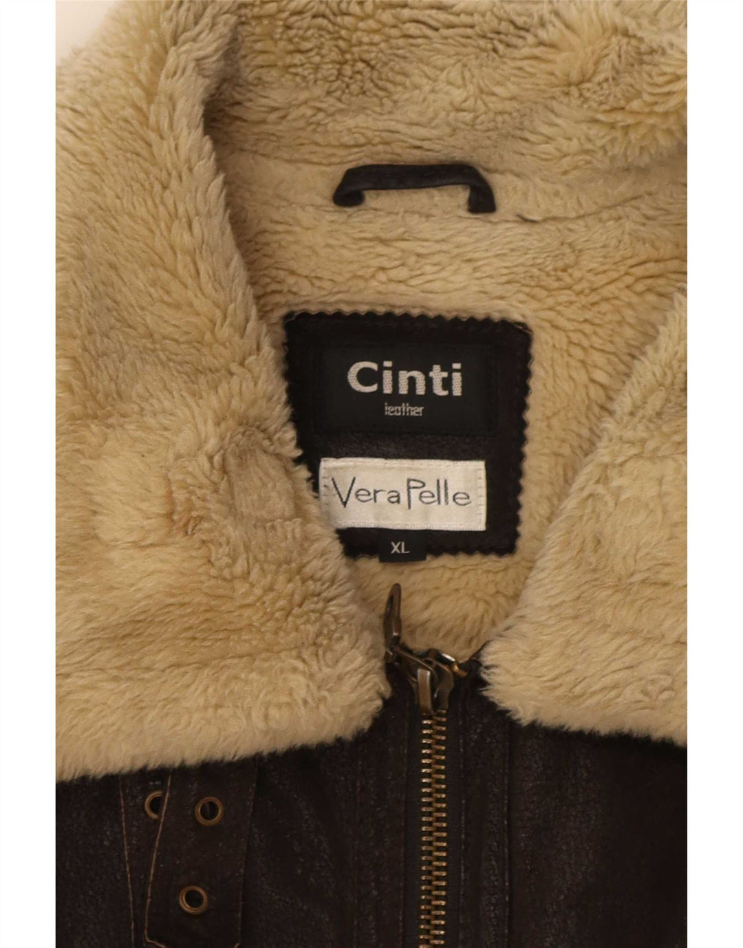 Jachetă din piele Sherpa pentru bărbați CINTI UK 42 XL maro
