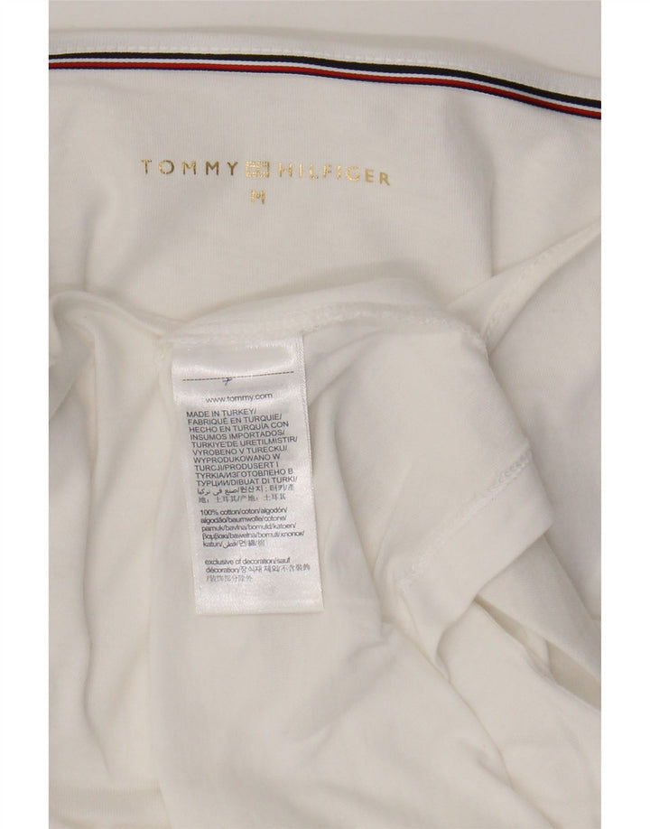 Top pentru femei Tommy Hilfiger cu mâneci 3/4 UK 14, bumbac alb mediu