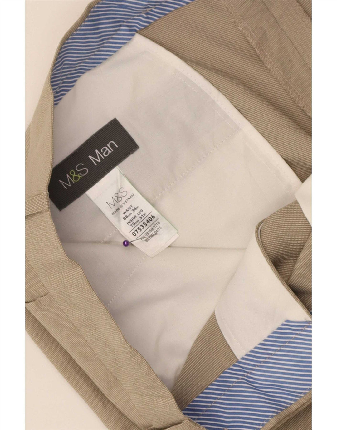 Marks & Spencer Pantaloni de costum pentru bărbați L34 L31 Bej