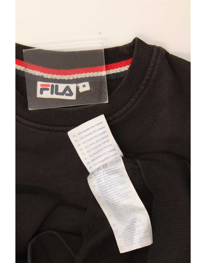 Pulover Fila pentru bărbați cu grafică, bumbac mediu negru