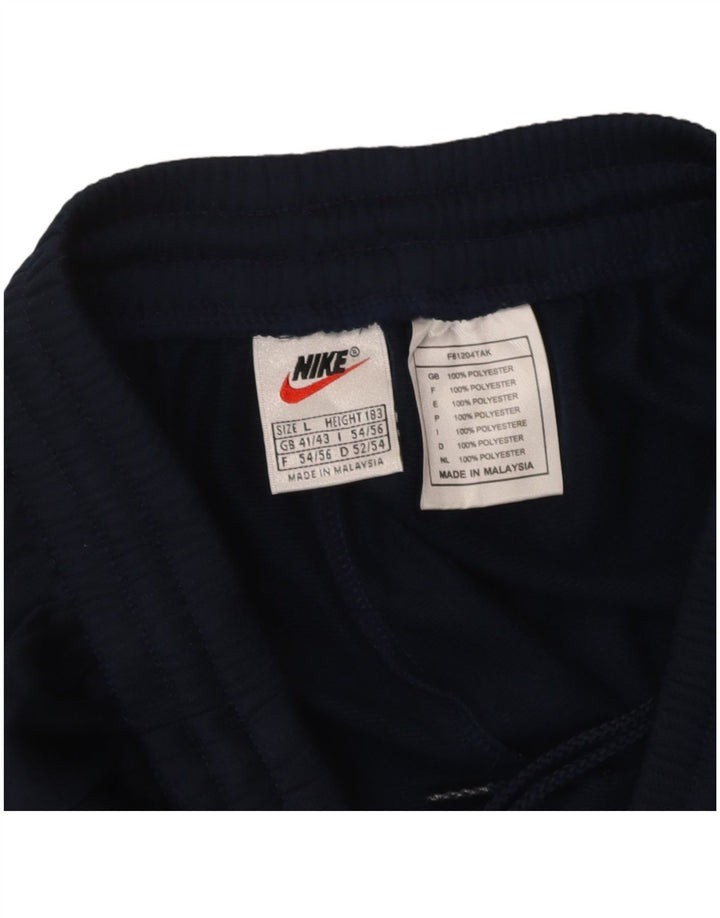 NIKE Mens Tracksuit Trousers  Large Navy Blue Colourblock Polyester