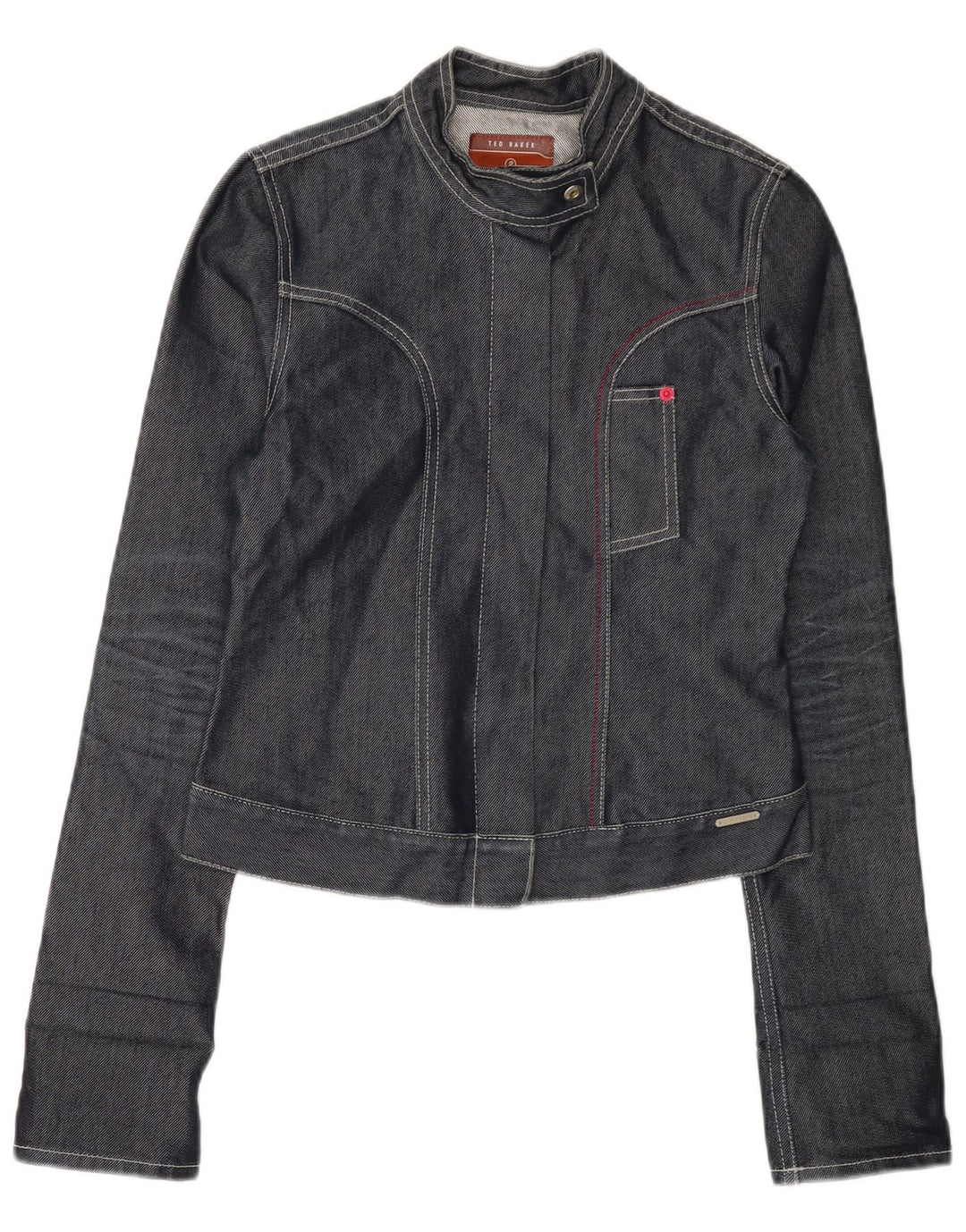 Jachetă de denim crop TED BAKER pentru femei, mărimea 2, bumbac gri mic