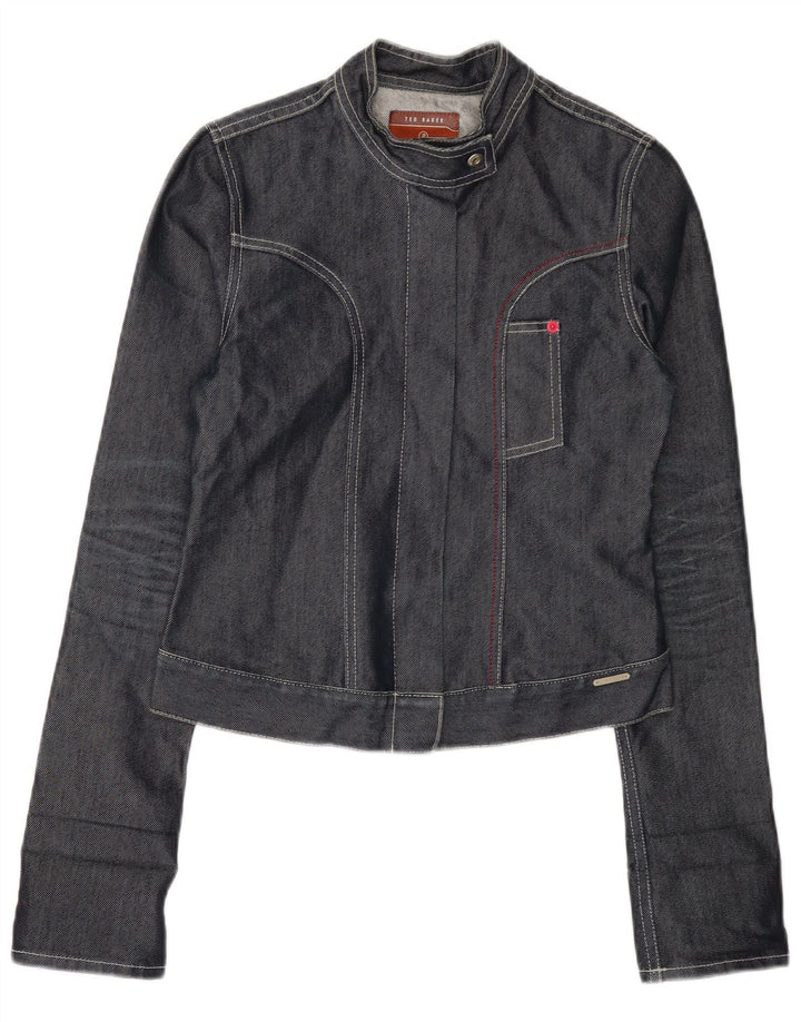 Jachetă de denim crop TED BAKER pentru femei, mărimea 2, bumbac gri mic
