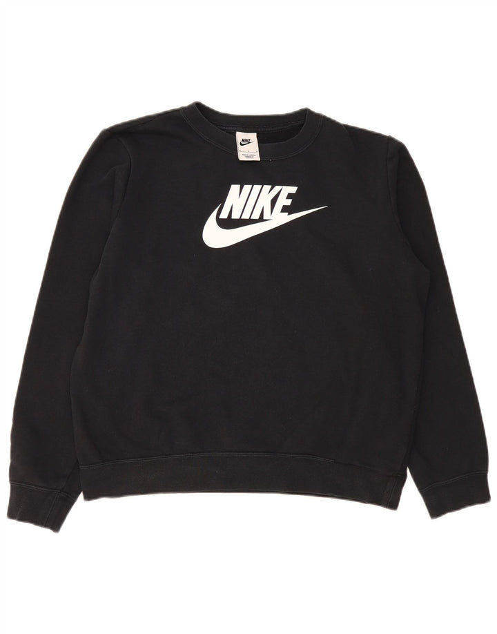 Pulover Nike pentru femei cu umăr dezactivat, UK 14, bumbac mediu negru