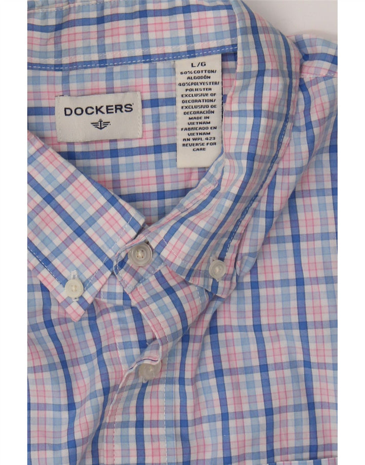 DOCKERS Mens Shirt Large Blue Check Cotton Vintage Dockers and Second-Hand Dockers from Messina Hembry 