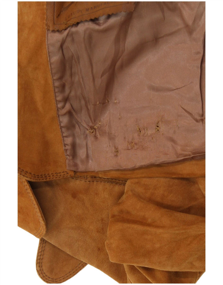 Jachetă pentru femei VINTAGE din piele intoarsa cu 3 nasturi UK 8 Mic, bej, din piele intoarsa