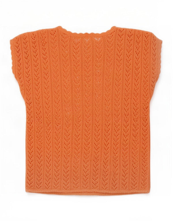 Pulover Vintage pentru femei See Through Crew Deck Pulover UK 12 Medium Orange