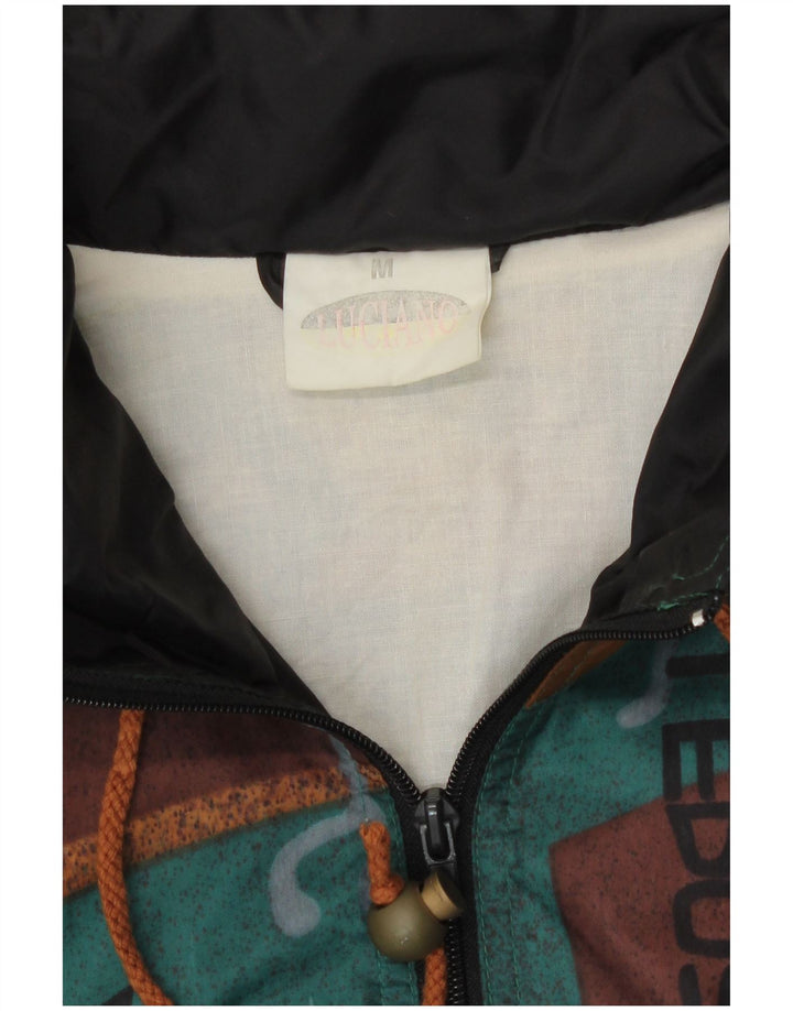 Jachetă de ploaie cu pulover grafic vintage pentru bărbați UK 38 Medium Green Colorblock