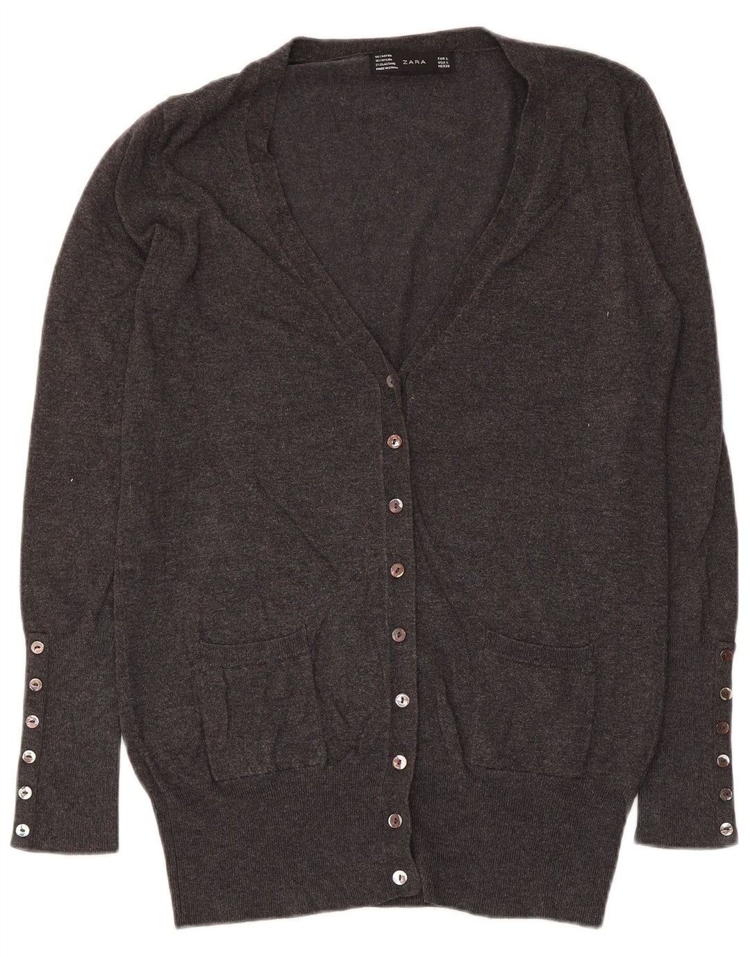 Pulover cardigan pentru femei Zara UK 14 mare, gri, raion