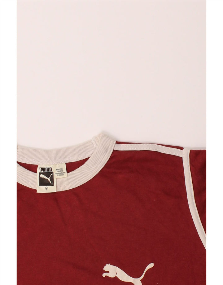 PUMA Mens T-Shirt Top Medium Burgundy Vintage Puma and Second-Hand Puma from Messina Hembry 