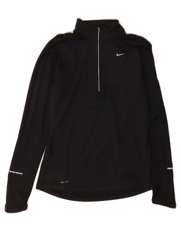 NIKE Womens Dri Fit Zip Neck Pullover Tracksuit Top UK 10 Small Black Vintage Nike and Second-Hand Nike from Messina Hembry 