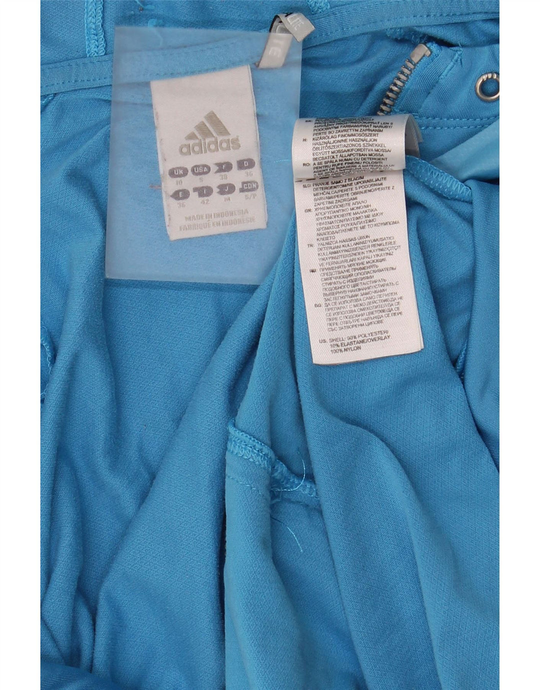 Pulover cu capota cu fermoar Adidas pentru femei UK 10 Poliester albastru mic