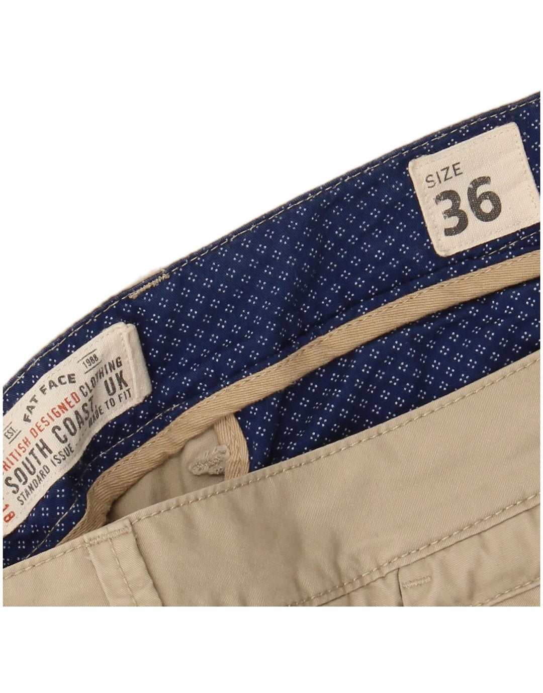 FAT FACE Mens Chino Shorts W36 Large Beige Cotton