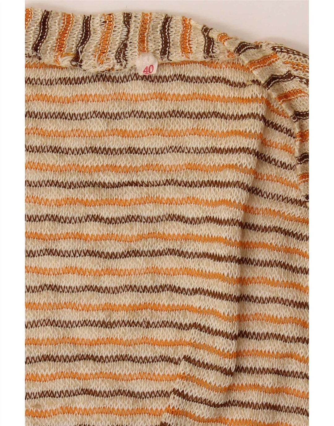 Top cardigan crop vintage pentru femei EU 40 Medium Bej cu dungi